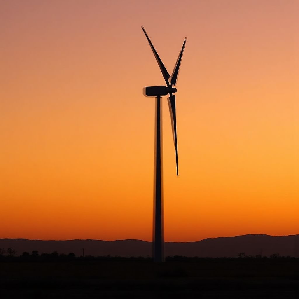 Parque eólico de YPF Luz al atardecer